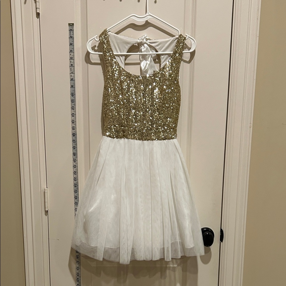 B Darlin Gold and White Sequin Dress